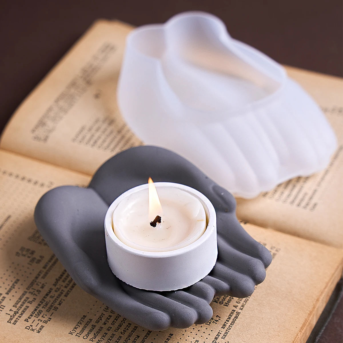 moule silicone main pied transparent deco minimaliste sculptural anneaux bougie encens