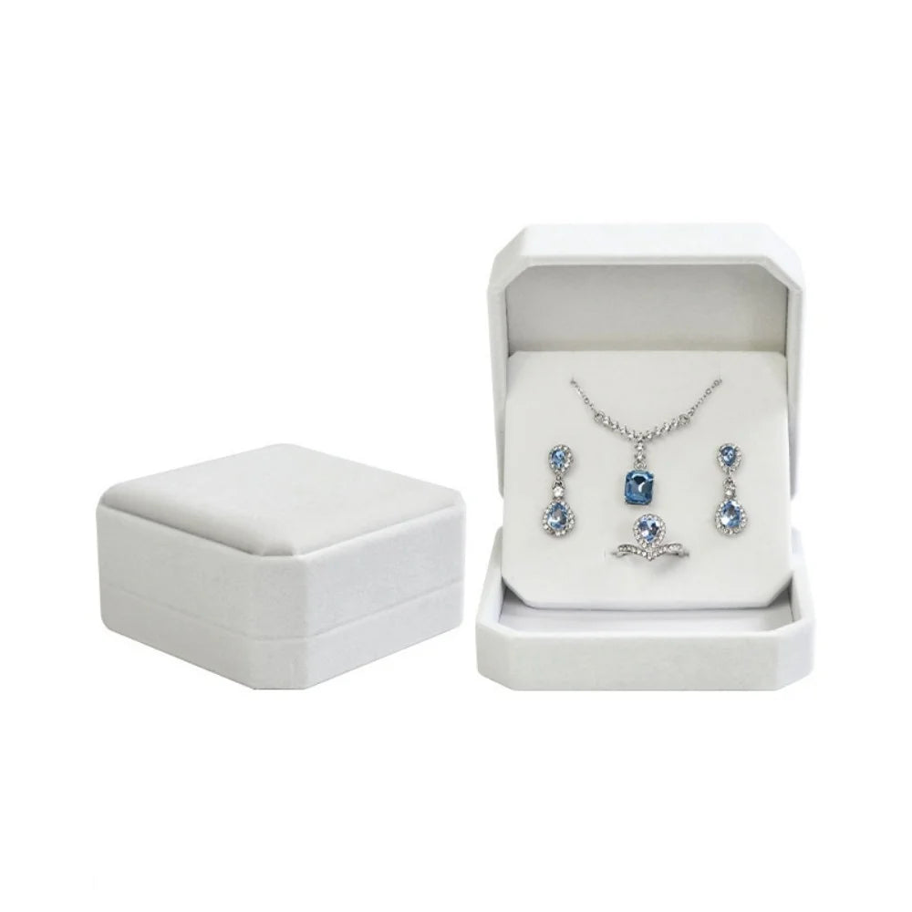 boîte bijoux velours rouge blanche grise classique portable rangement colliers boucles d'oreilles étui transport