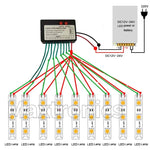 contrôleur led single color noir câbles boutons vitesse mode entrée sortie 12v 24v 4ch