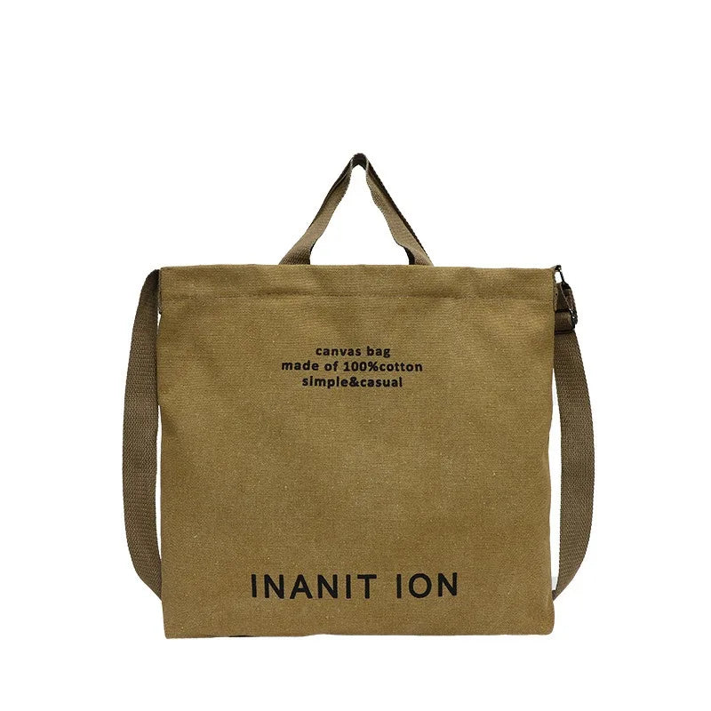 sac bandoulière toile unisexe doublure toile fourre tout beige motif simple casual poignée amovible