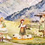 autocollants vintage multicolores personnages illustrations scènes cuisine campagne jardin opaques bricolage scrapbooking