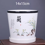 vase decoratif art traditionnel chinois cache pot fleurs oiseaux calligraphie chinoise blanc rouge vert