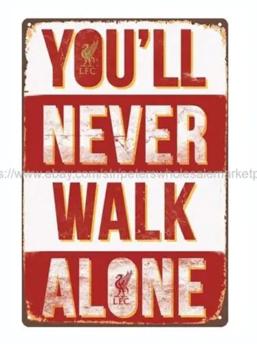 panneau decoratif metal rouge blanc doré texte liverpool fc grunge trous fixation dimension 30cm