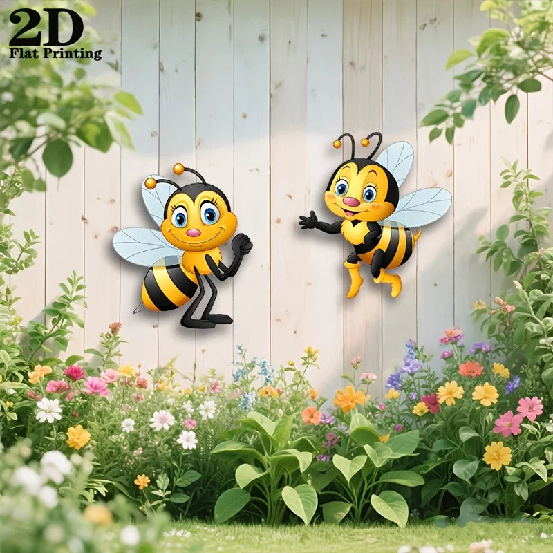 décoration murale 2d abeilles autocollants jaune noir blanc patio jardin
