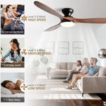 ventilateur noir bois led télécommande contemporain 42 52 pouces