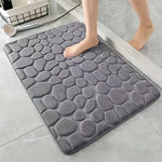 tapis bain doux gris marron motif galets moderne salle bain absorption rapide lavable machine