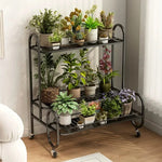 étagère métal mobile moderne roulettes blanc noir plante pot extérieur assemblage facile