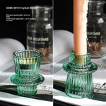 photophore verre transparent moderne bougies assorties rayures verticales décoration intérieure table élégant support