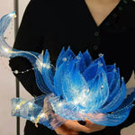 décoration lotus lumineux LED bleu rose jaune scintillant transparent événementiel artisanal