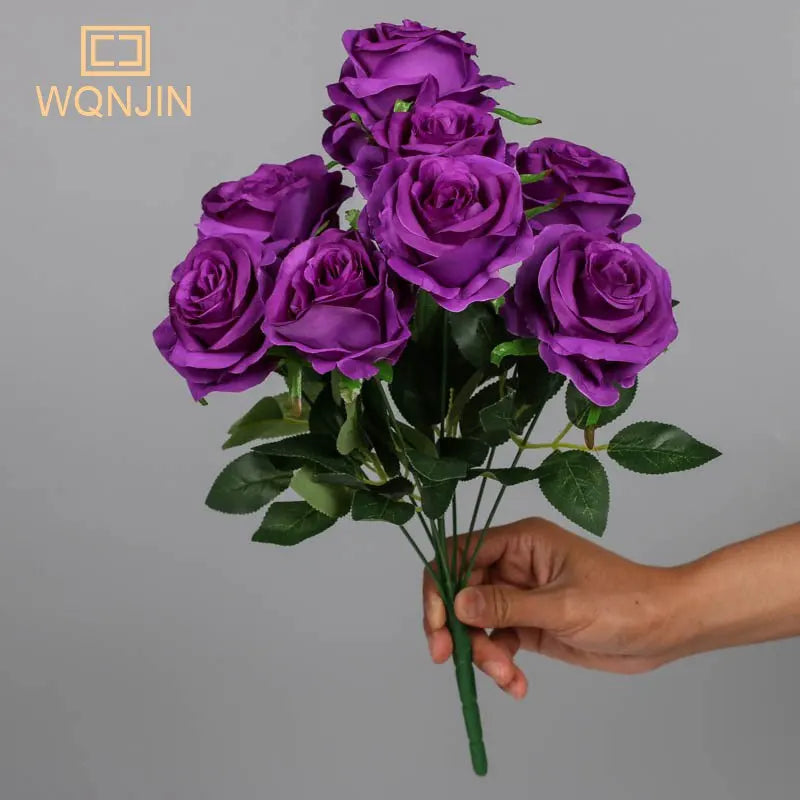 bouquet roses artificielles violettes decoration maison anniversaire mariage fete pendaison cremaillere intérieur