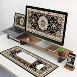 tapis noir floral classique opulent travail maison dimension 300x800 400x900