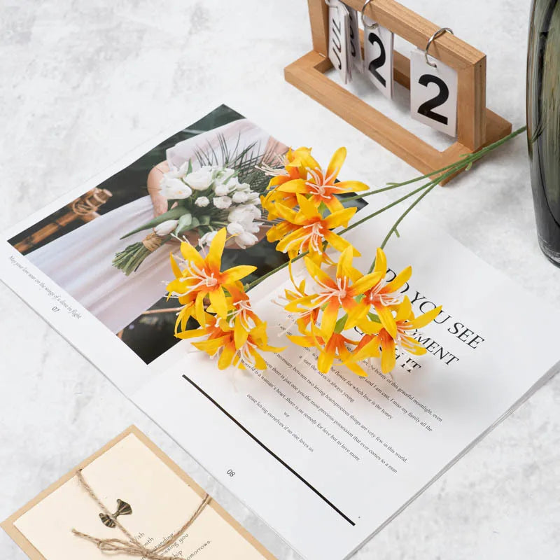 bouquet artificiel fleurs soie bleu blanc rouge jaune moderne minimaliste décoration intérieure mariage anniversaire