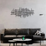 décoration murale moderne géométrique art abstrait noir lignes horizontales verticales métal