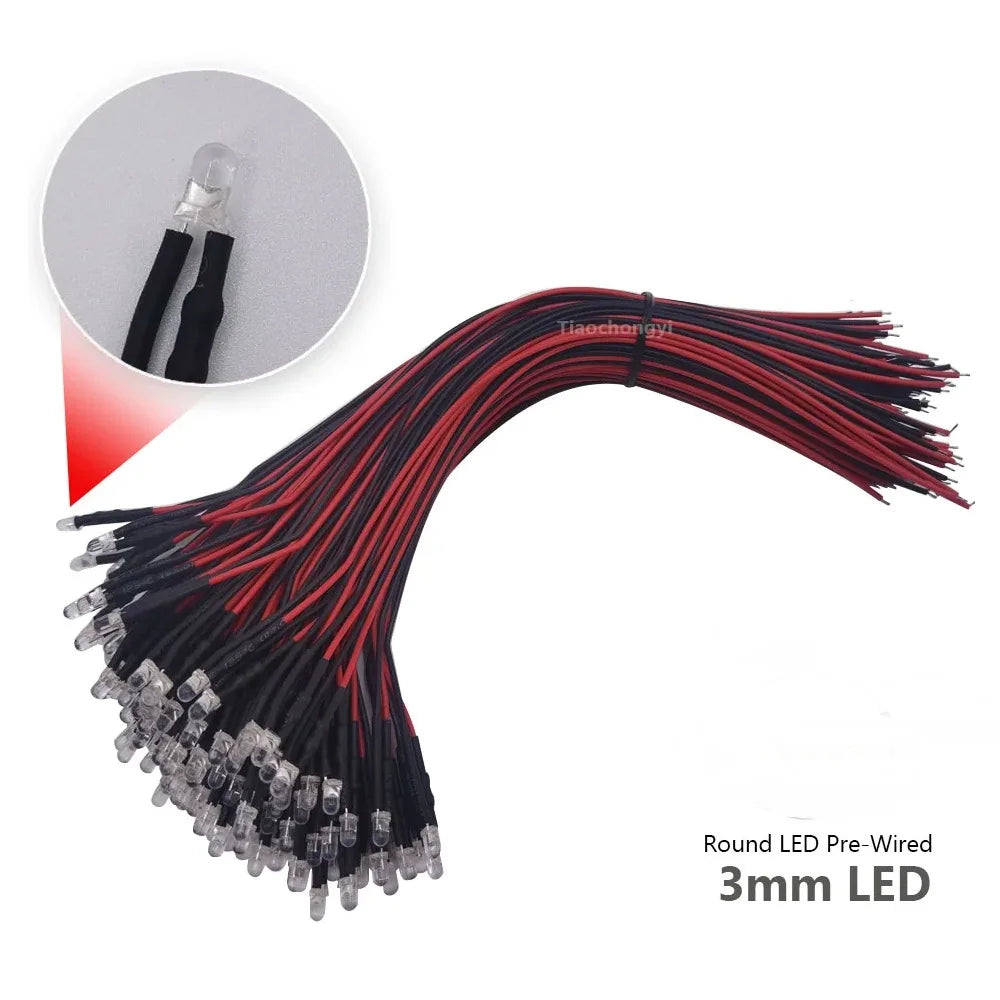 ampoules led pré câblées scintillantes 3mm 5mm noir rouge transparents