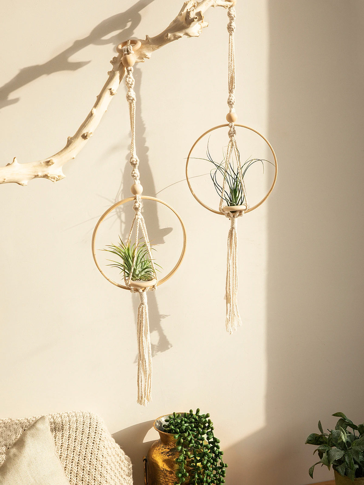 panier suspendu macramé bohème plantes aériennes décoration murale intérieur extérieur cadeau femme homme