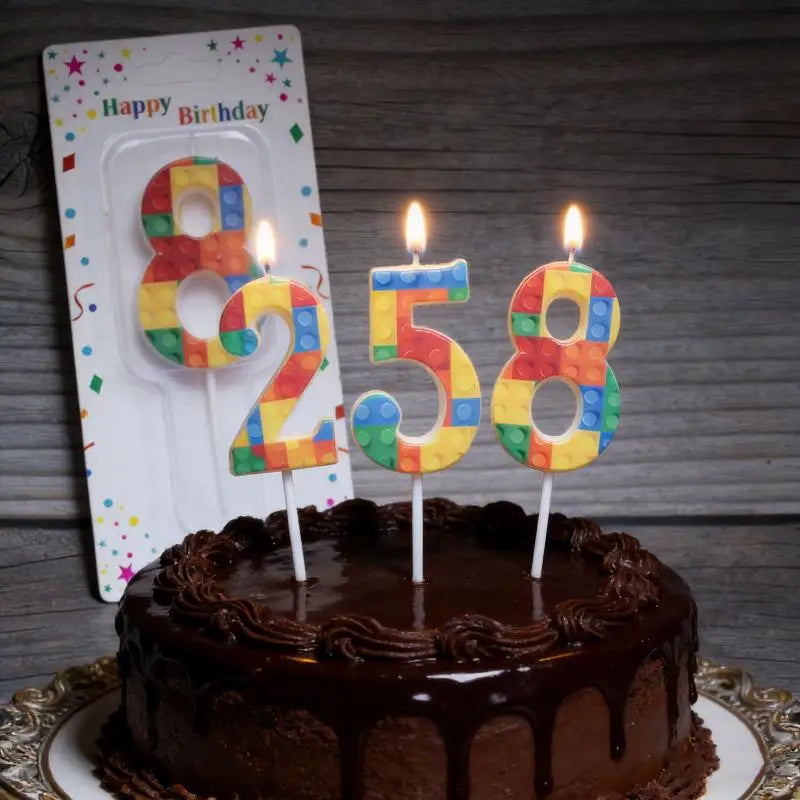 bougies anniversaire chiffres couleurs construction blocs decorative enfantine pique số đến