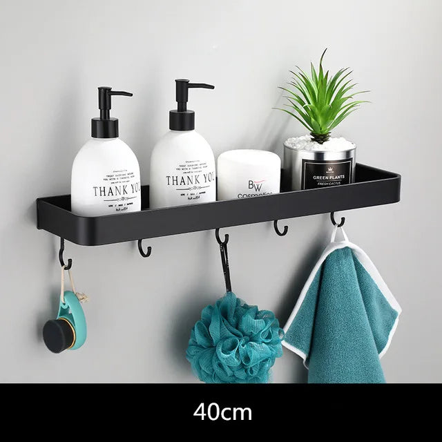 étagère murale salle bain blanche aluminium porte serviette porte brosse dents