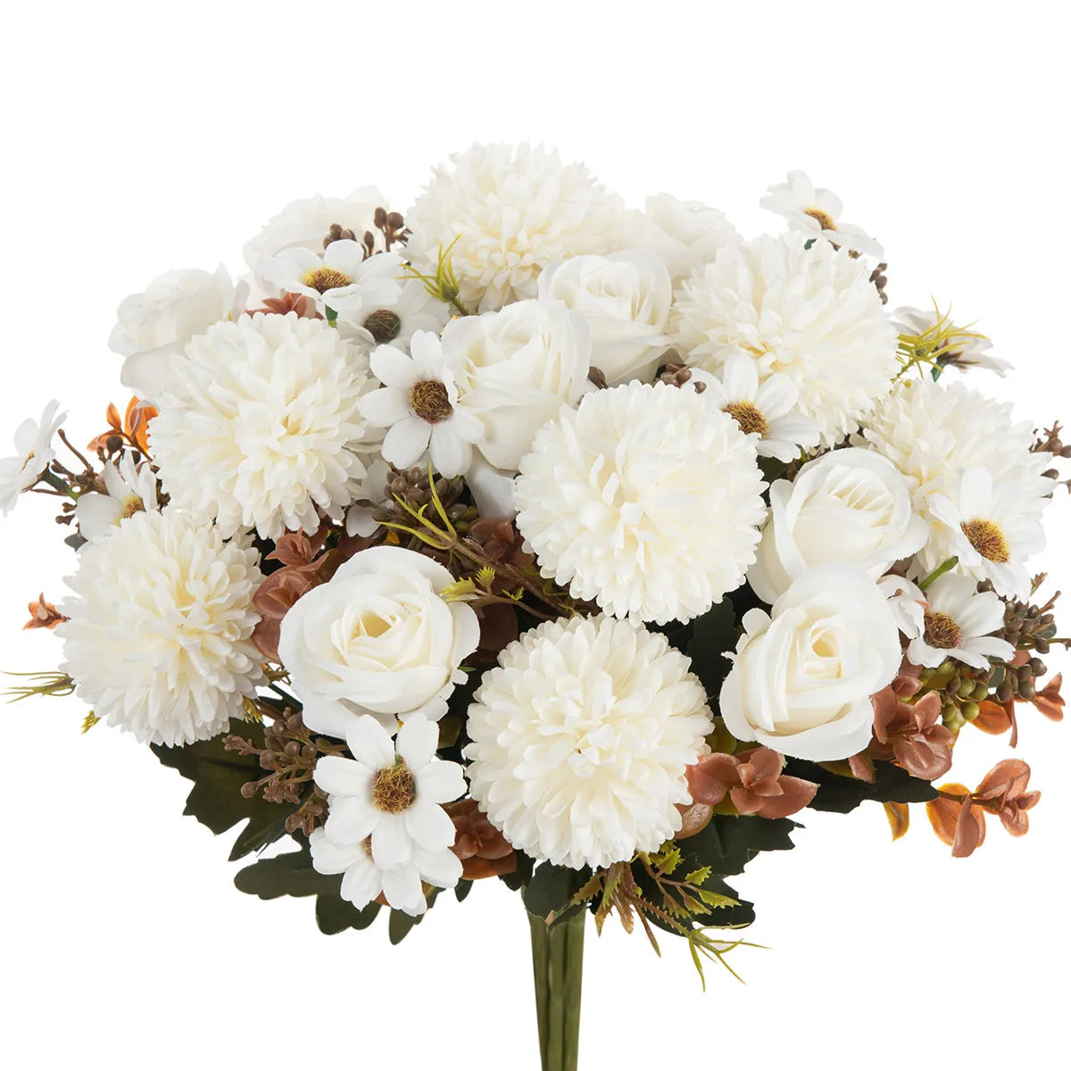 bouquet fleurs artificielles roses soies classiques romantiques blancs roses orangers marrons intérieur décoration mariage