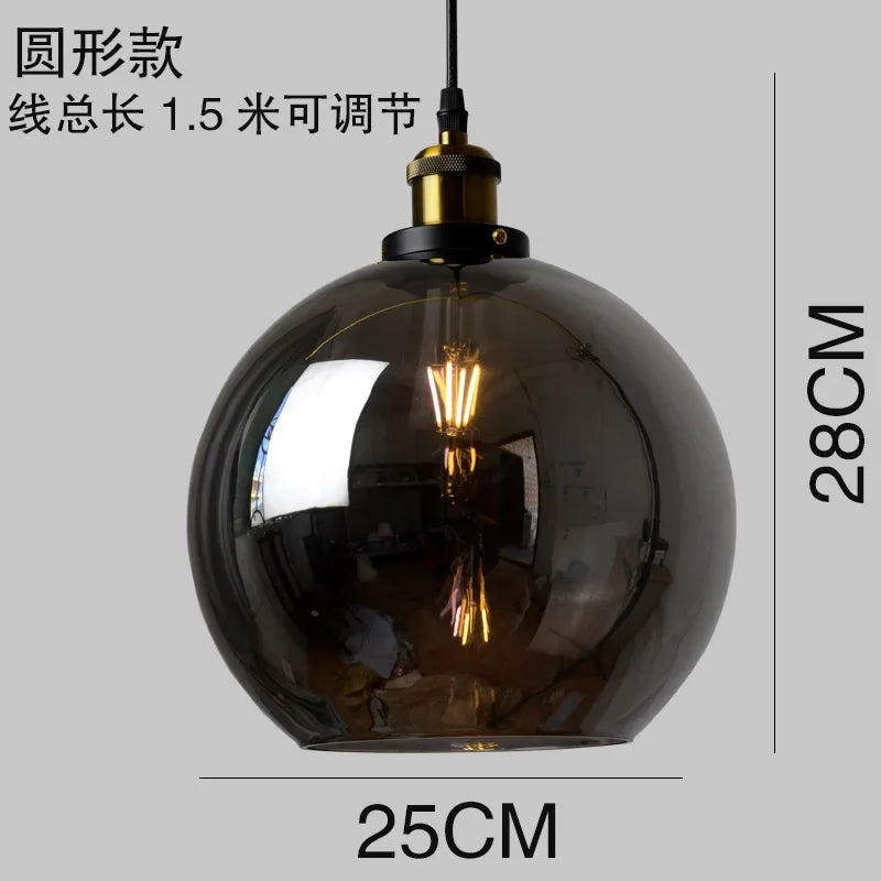 suspension lumineuse industrielle vintage verre transparent doré filaire 90 260V 249 2000lm