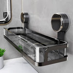 étagère salle bain moderne noir brillante adhésive minimaliste rangement pot crème pompe savon lotion