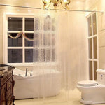 rideau douche moderne 180x180cm éva relief motifs géométriques blanc bleu vert translucide respectueux environnement