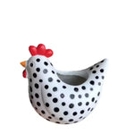 pots fleurs forme poule motifs pois noirs succulentes géraniums lavande rustiqueextérieur jardin