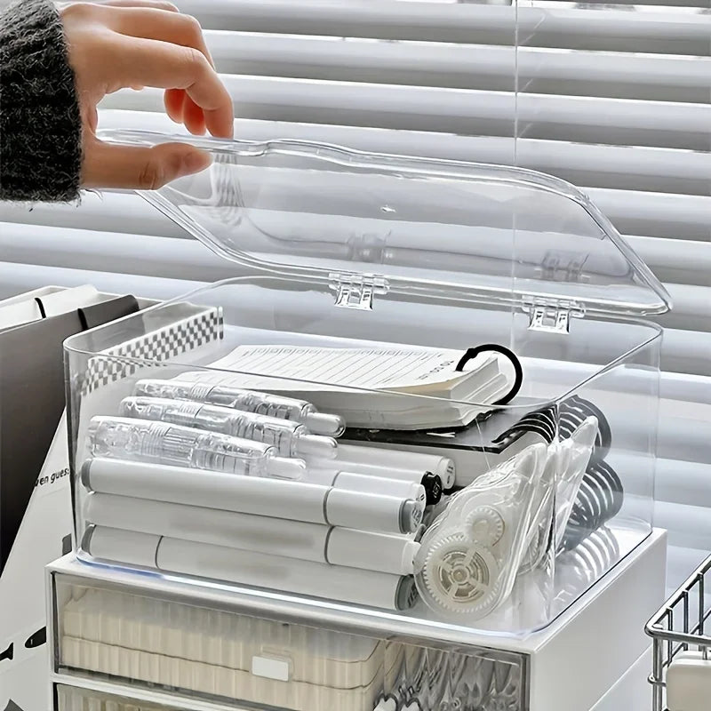 boîtes rangement transparentes acrylique poignées organisateur documents stylos accessoires beauté moderne