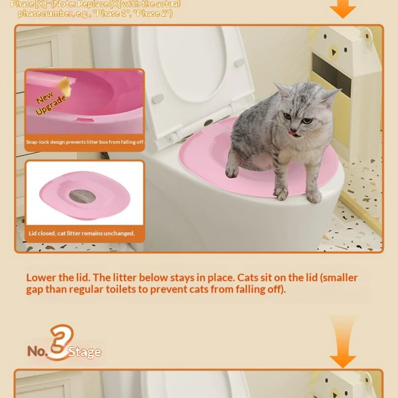 siège toilette chats rose moderne adhésif tapis propreté nettoyage animal dimension 39cm 36.5cm