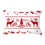 coussin Noël rouge motif rennes flocons neige décoration canapé salon fête hiver 30x50cm