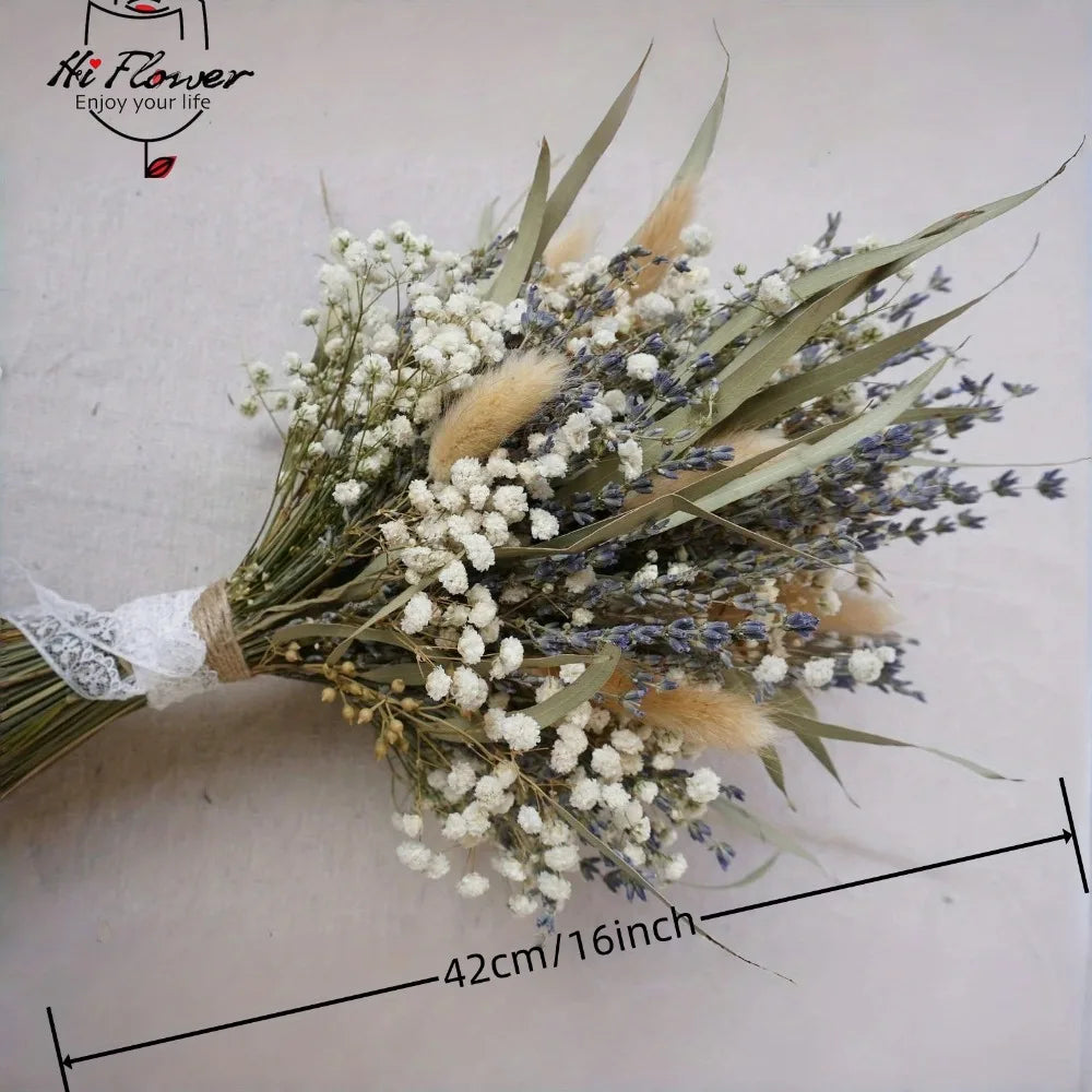 bouquet fleurs séchées naturel violettes blanches vertes décoration maison mariage anniversaire baby shower