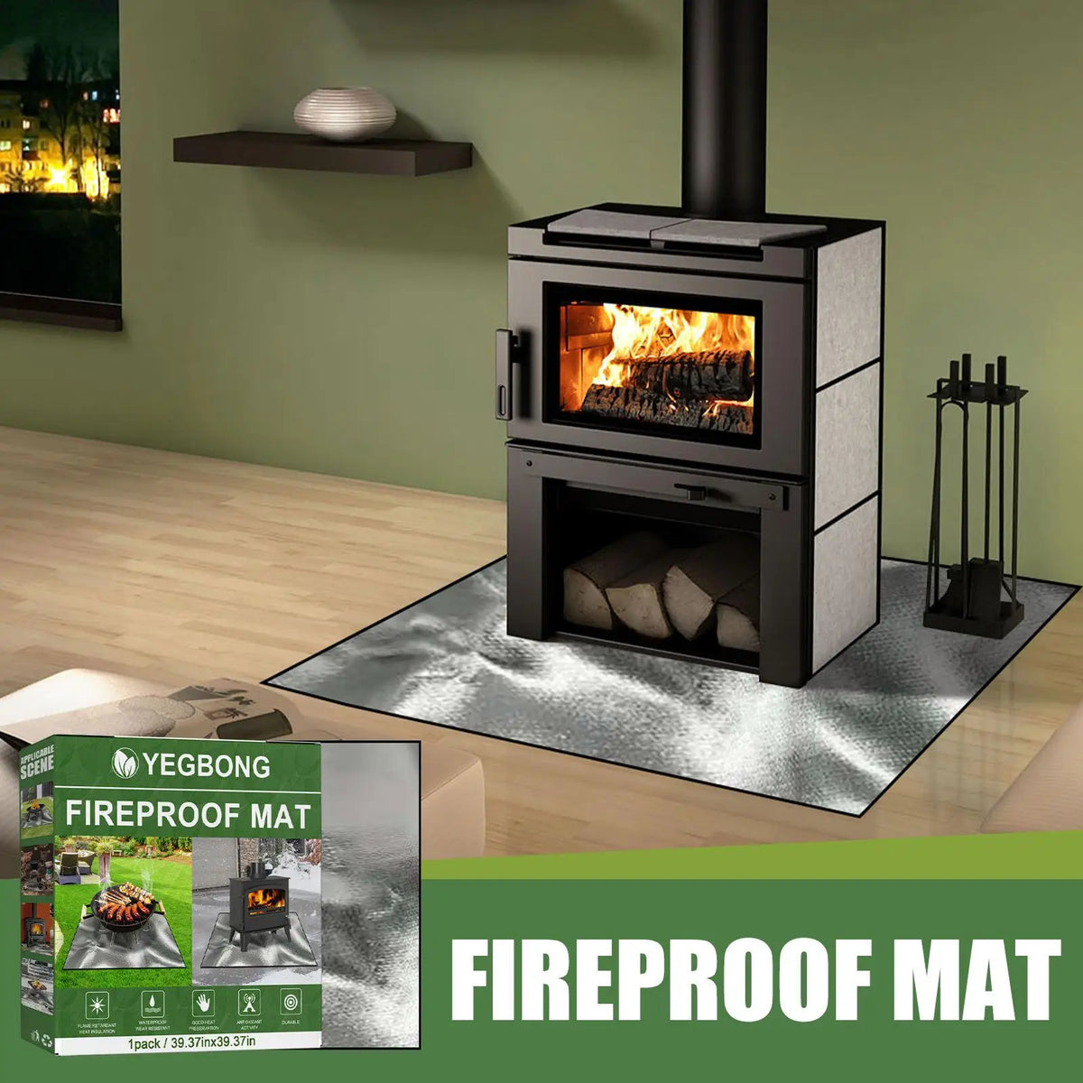 tapis protection feu patio barbecue extérieur gris métallisé fibre verre aluminisée texture rugueuse moderne