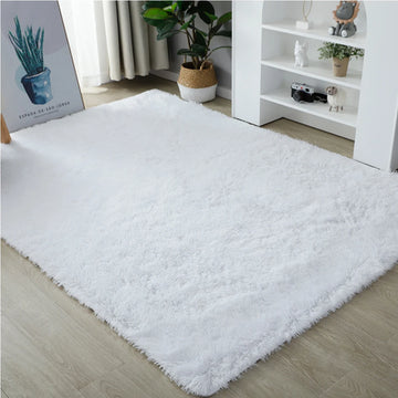 tapis polyester blanc jaune noir rouge moderne salon doux uni