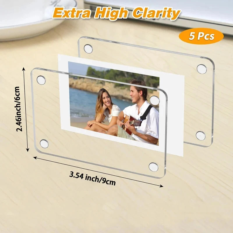 cadres photo magnétiques transparents rectangulaires moderne adhésifs double face 6cm 9cm 5pcs