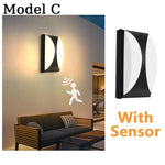 lampes murales led noir blanc géométrique ip66 moderne détecteur mouvement piro étanche
