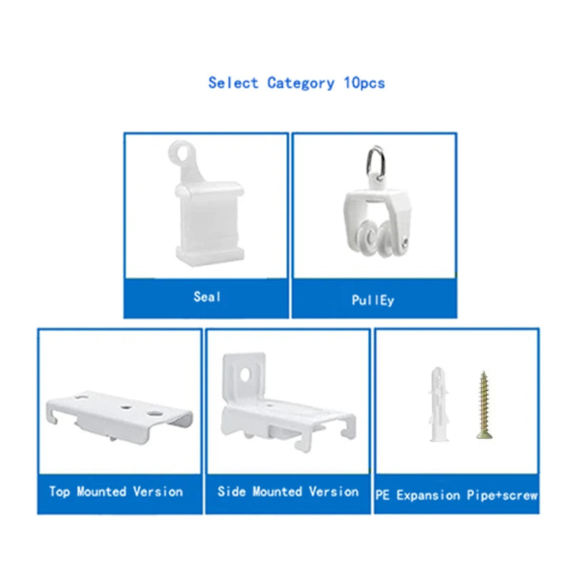 rails rideaux courbés pvc blanc flexible accessoires anneaux boucles poulies supports minimaliste