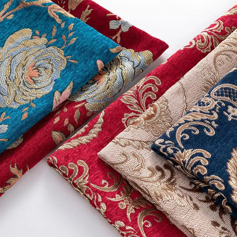 serviette tissu chenille 100 polyester floral rouge élégante classique résistante bricolage sofa matériau
