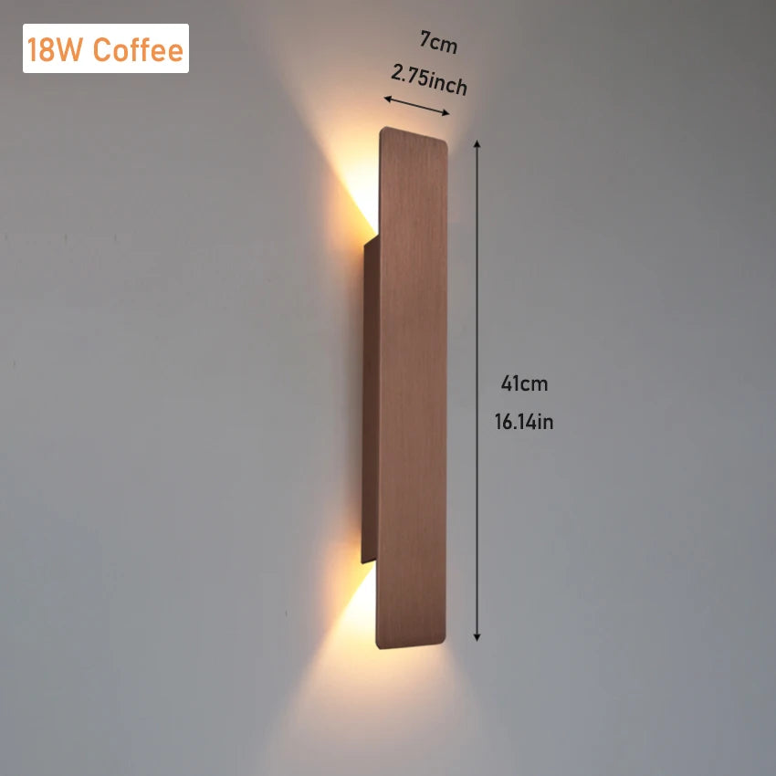 applique murale led moderne marron clair rectangulaire minimaliste imperméable fixée mur sources lumineuses
