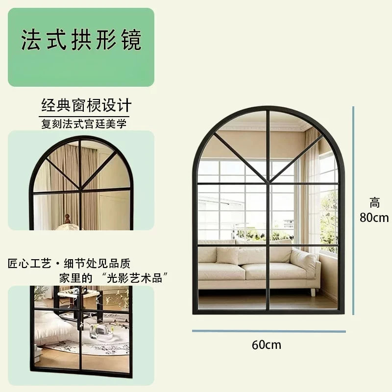 miroir noir moderne rétro géométrique ligne droite courbe mur chambre coucher