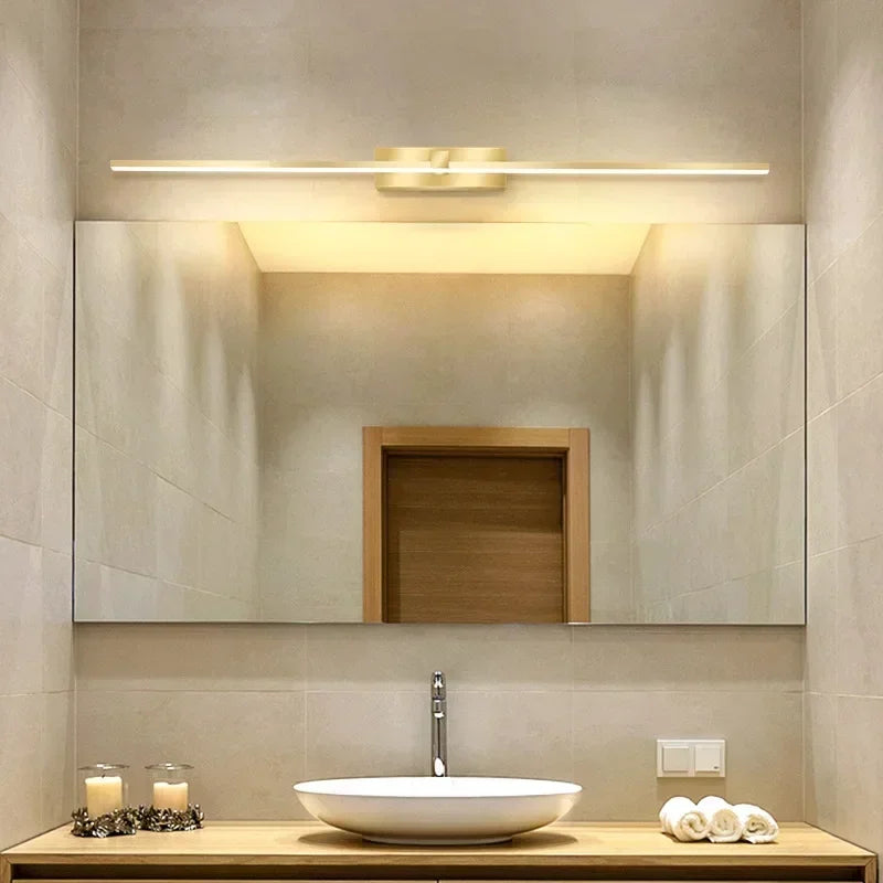 lampe miroir moderne or noir blanc contemporain minimaliste fixée mur 40cm 60cm led éclairage