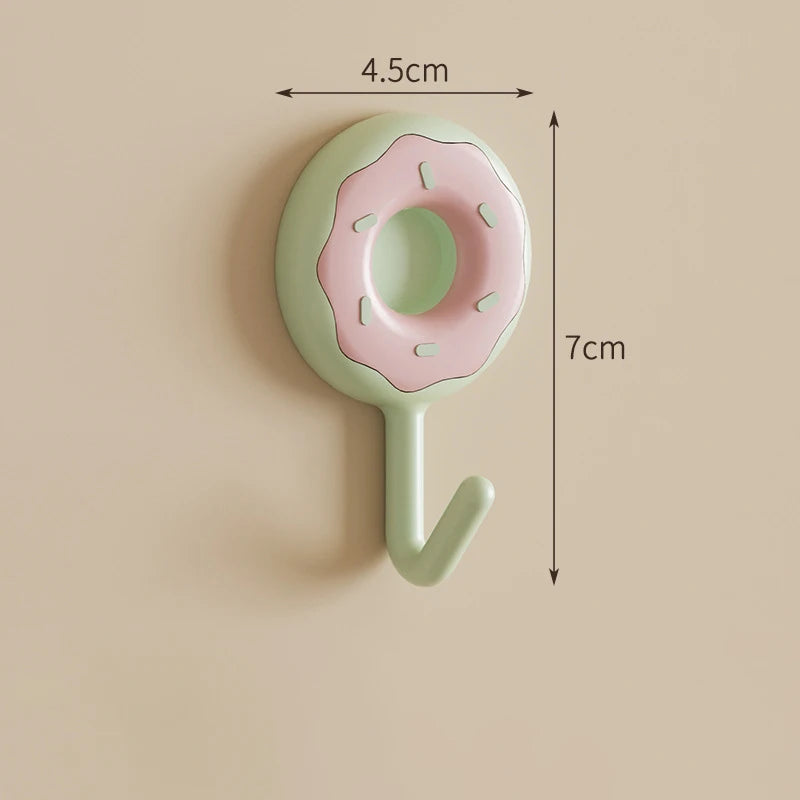 crochet mural adhésif décoratif moderne rose vert jaune blanc donut glaçage ppOpaque