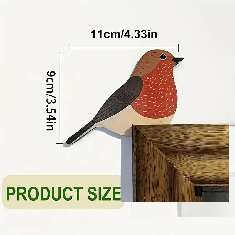 décoration intérieure oiseau artisanal rouge brun noir points blancs adhésif bois réaliste