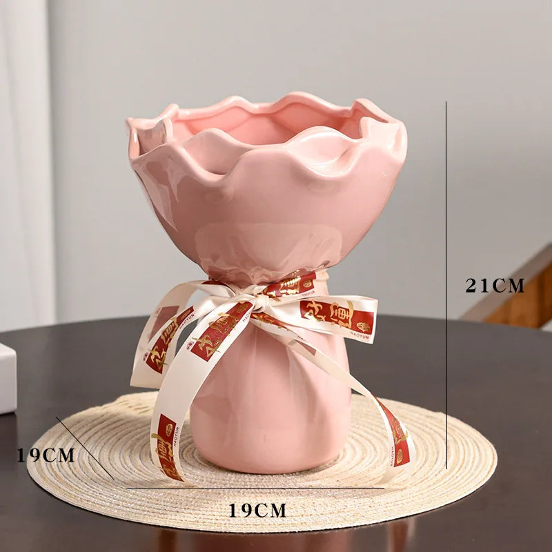 vase floral vintage élégant petite décoration maison moderne rose rouge noir blanc