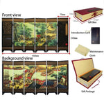 paravent chinois peinture traditionnelle paysages animaux calligraphie bois doré noir ornement chambre multifonctionnel souvenirs