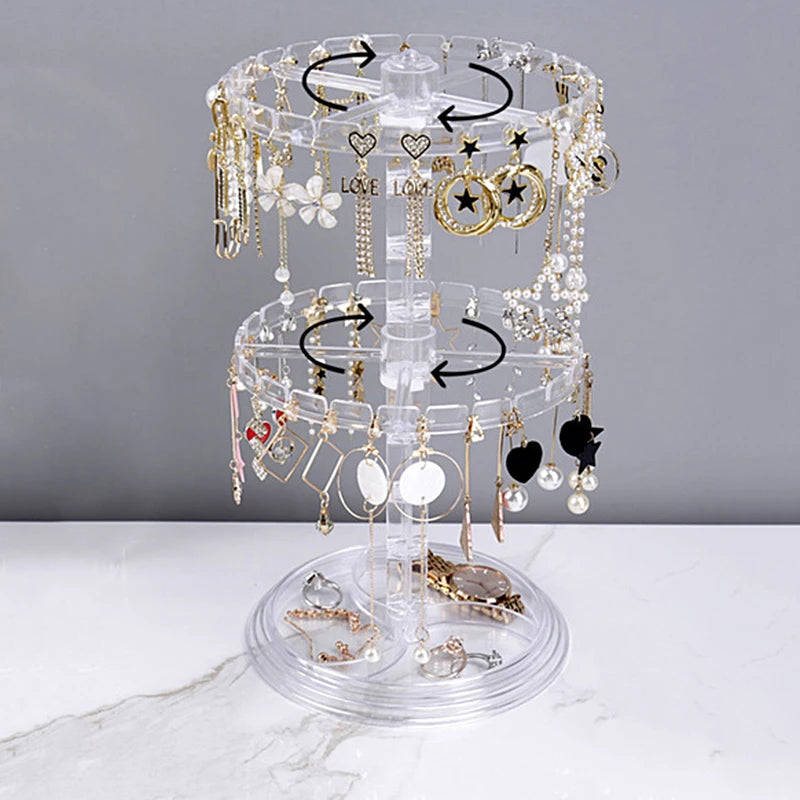 Organisateur de bijoux rotatif exposant boucles d'oreilles et colliers