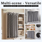 rideau vintage couverture four tissu dentelle sangles vichy noir blanc rustique