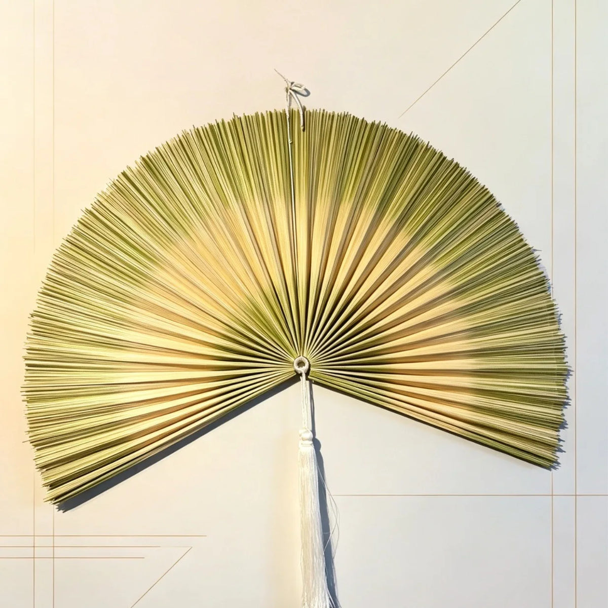 ventilateur mural bambou rouge beige gris vert rayures minimaliste tassel