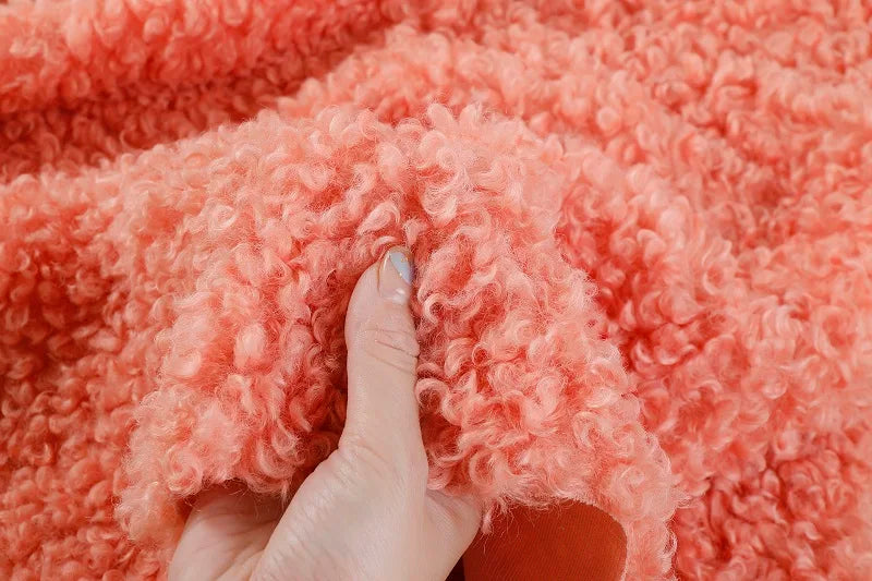 tissu bouclé imitation laine peluche beige bleu rose vert blanc poupée bricolage diy