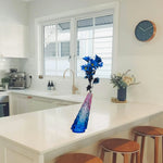 vase verre bleu rose violet texturé moderne facettes