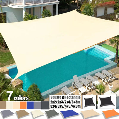 Voile d'ombrage rectangulaire imperméable en Oxford PVC dans un jardin