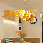 Suspension lumineuse bois forme poisson or led moderne art déco nickel brossé semi encastré